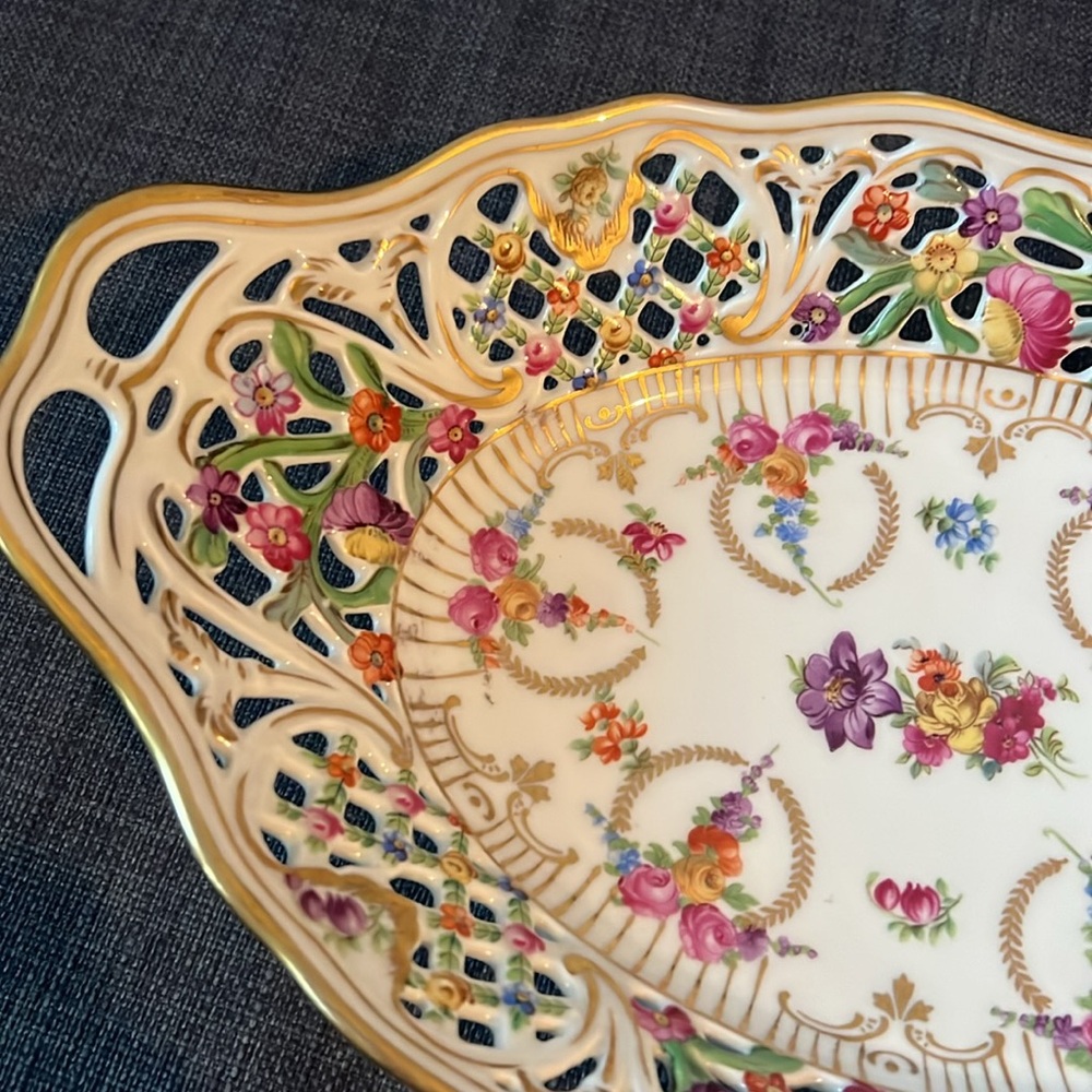 Vintage Schumann High Sided Platter / Fruit Bowl Dresden Bavaria Germany - Picture 8 of 12